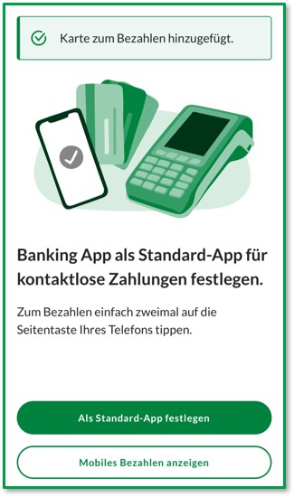 Banking App als Standard-App für kontaktlose Zahlungen festlegen