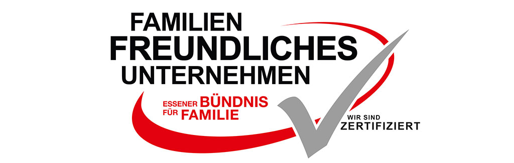 Zertifikat "Familienfreundliches Unternehmen, Essener Buendnis fuer Familie. Wir sind zertifiziert."