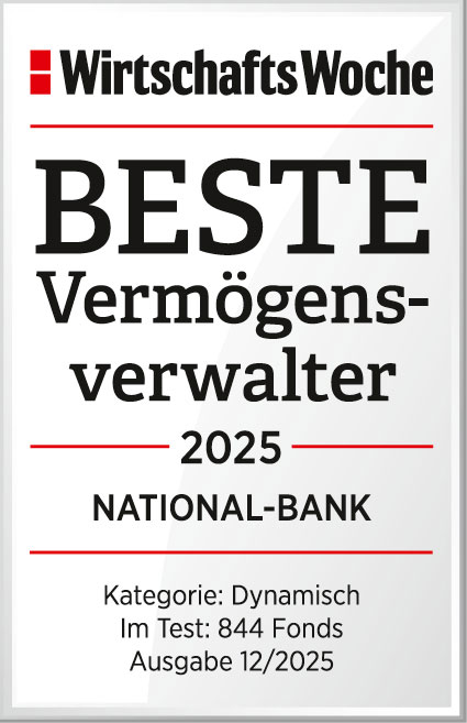 Das Bild zeigt die Auszeichnung der WirtschaftsWoche 'Beste Vermögensverwalter 2025'